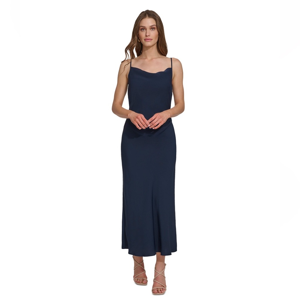 Dkny Blue Cowl-neck slip dress